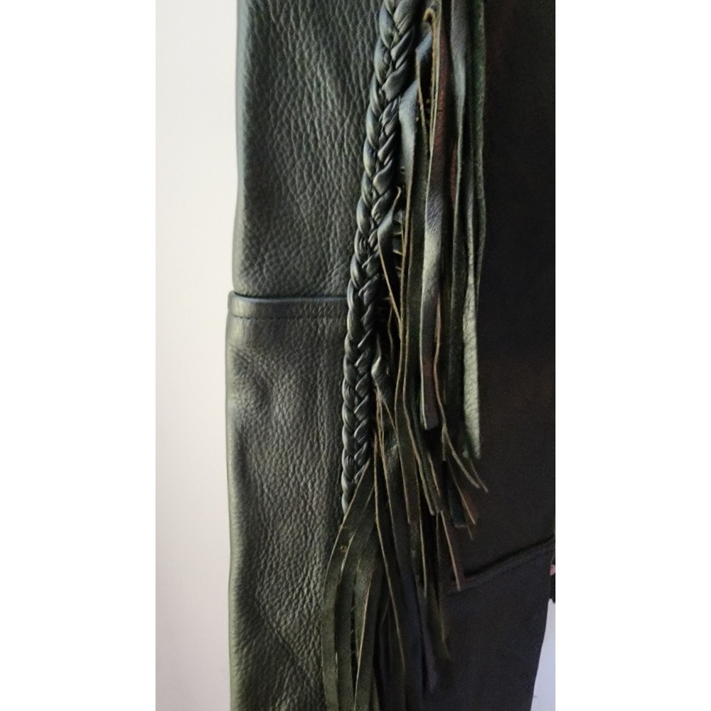 Paragon Genuine Leather Fringed Chaps Women's XS Purple Flower Rose A10 - Picture 5 of 16